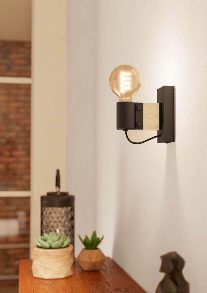 Eglo zidna lampa crna smeđa Bailrigg 43903 E27 - Slika 4