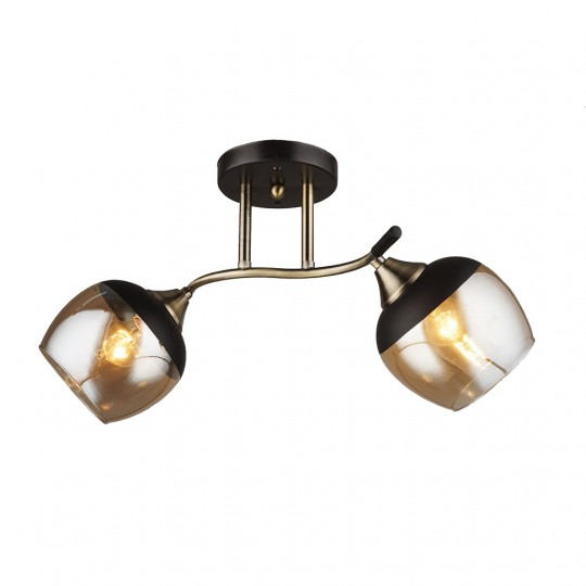 M11063-2 Mitea Lighting crni luster 2xE27 transparentno staklo